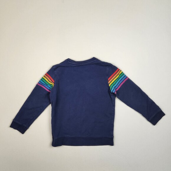Primary Rainbow Stripe Crewneck Sweatshirt sz 4-5 play condition - Picture 2 of 7
